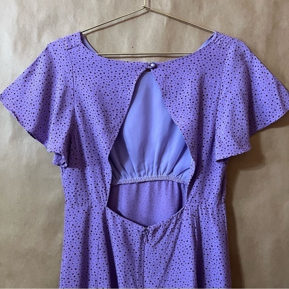 Free People | Tootsie Mini Dress Empire Waist Flutter Sleeve Purple Size 2 - Picture 10 of 13